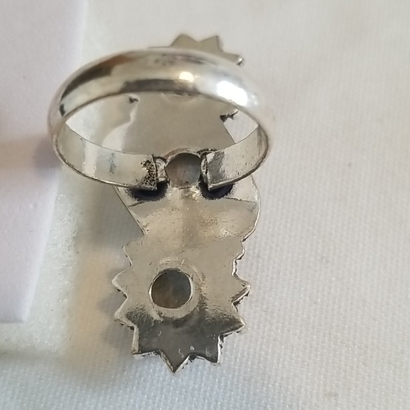 Vintage 3 stone Labradorite Silver Ring - Picture 6 of 7